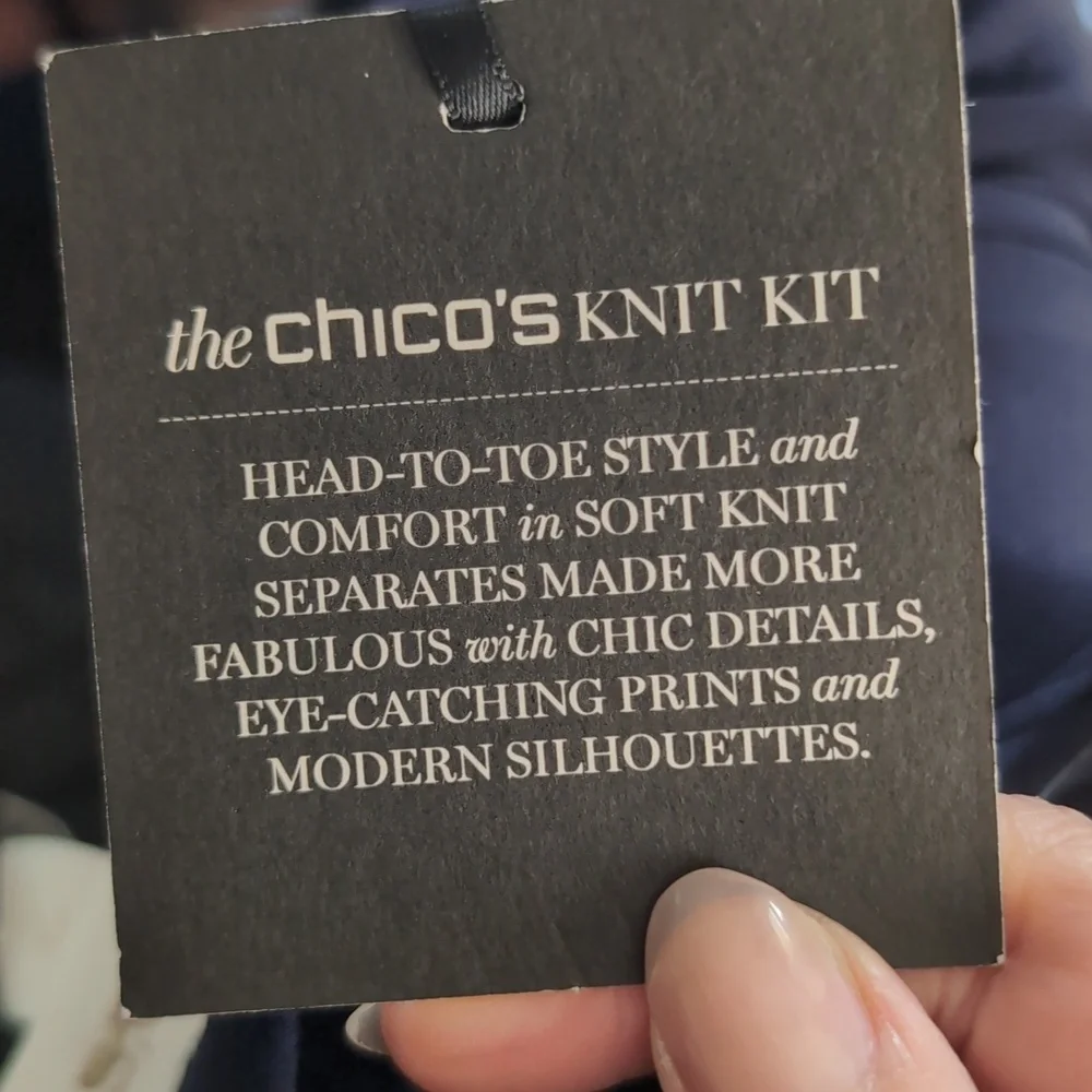 Chicos Navy Soft Knit Pants Size 2 (Large) New With Tags